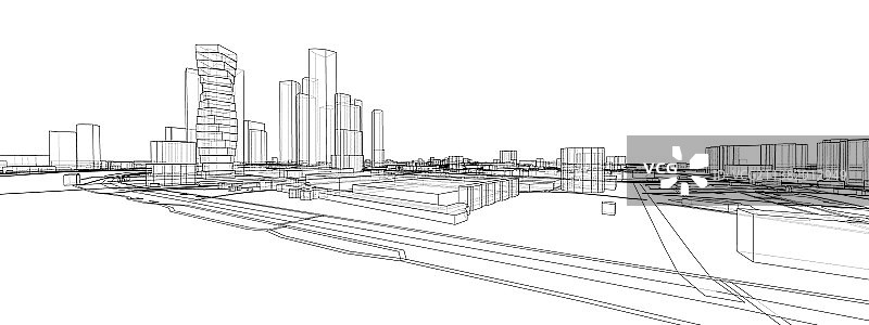 3D城市景观建筑与道路图片素材