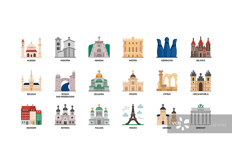 欧洲城市地标图标合集图片素材