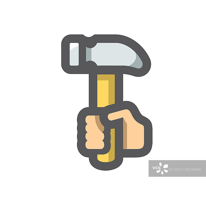 卡通手持锤子图标图片素材