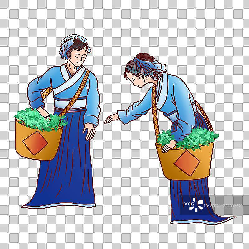 采茶人物元素图片素材