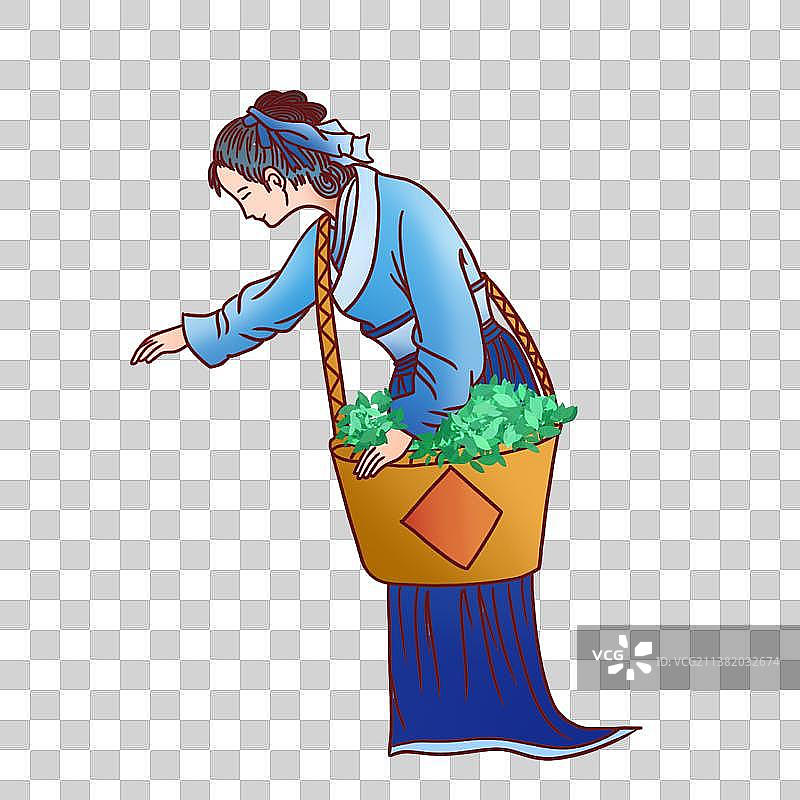 采茶人物元素图片素材