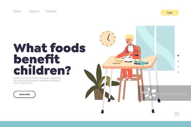 儿童食品益处概念落地页图片素材