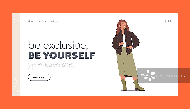 年轻女性时尚着陆页模板图片素材