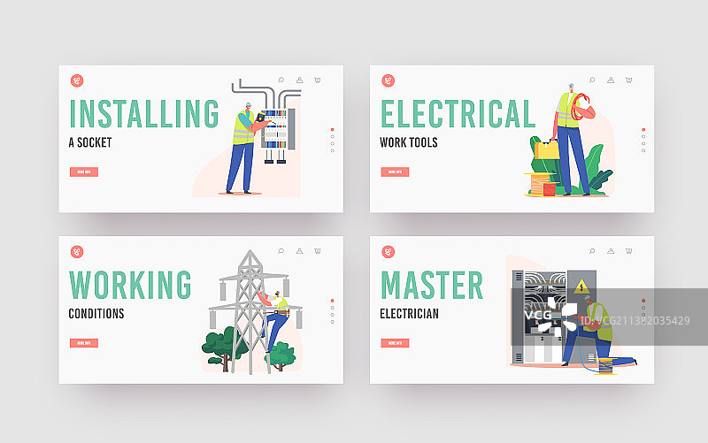 电气工程着陆页模板集图片素材