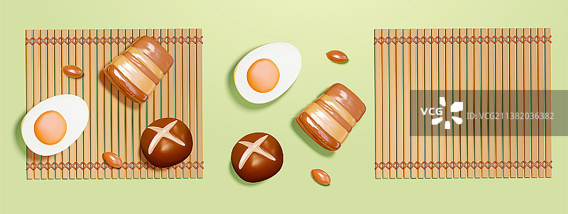 中国传统粽子食材静置在竹帘上图片素材