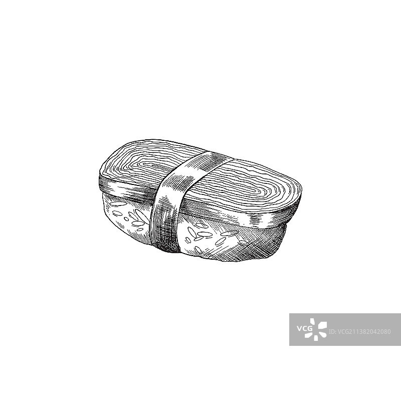 黑白素描风格的玉子寿司图片素材