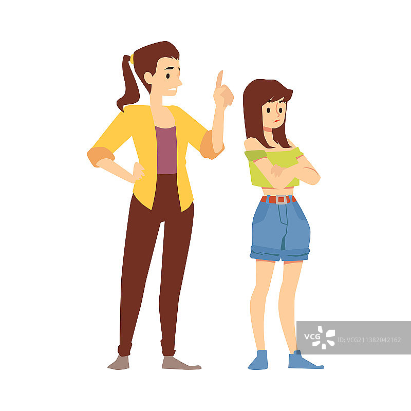 家庭冲突关系：愤怒的母亲在交谈图片素材