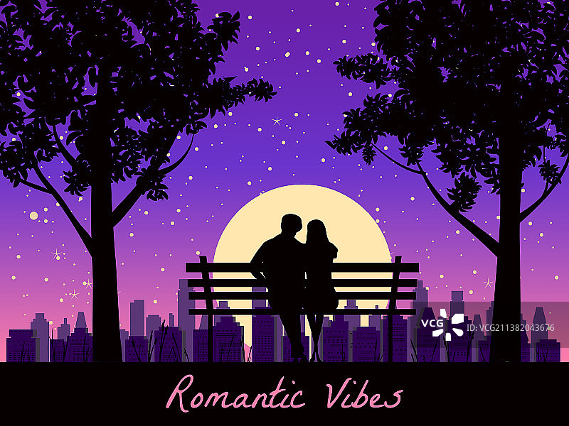 公园长椅上的浪漫情侣图片素材