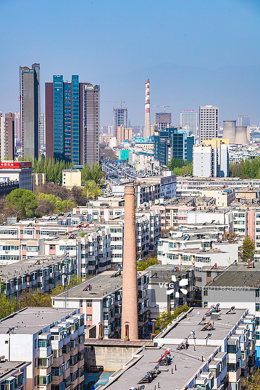 银川市兴庆区-承天寺塔俯瞰图片素材