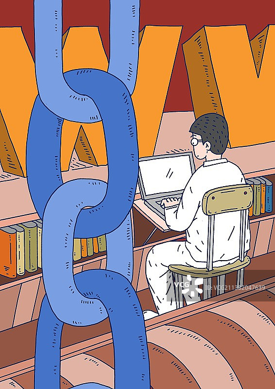 插画：区块链工程技术人员图片素材