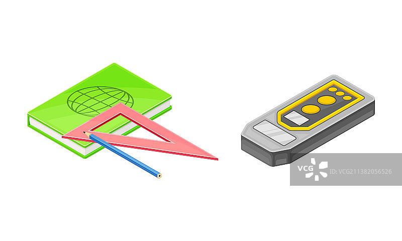 地质工业工具套装：笔记本和尺子图片素材