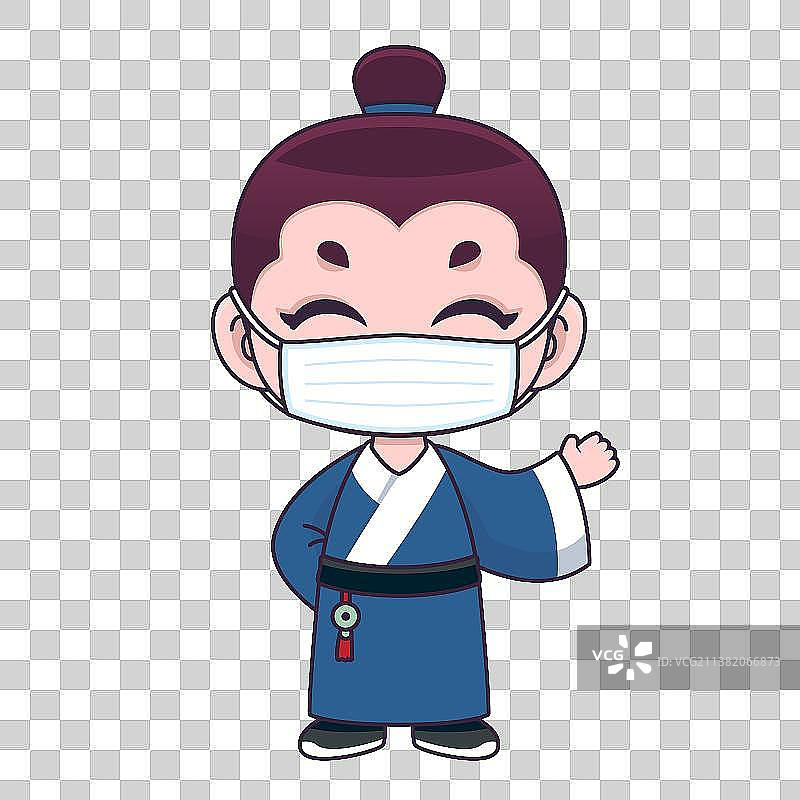 手绘戴口罩古代人物图片素材