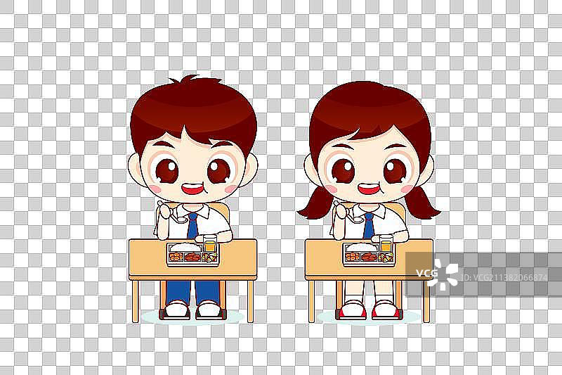 手绘进餐吃饭卡通人物图片素材