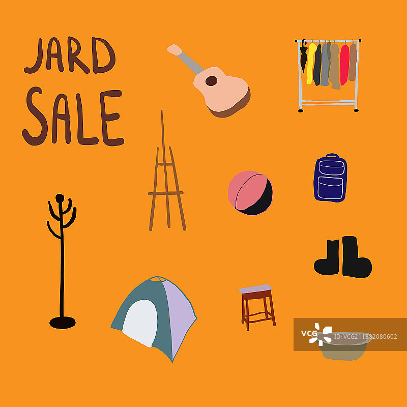 车库旧货出售：各种家居用品图片素材