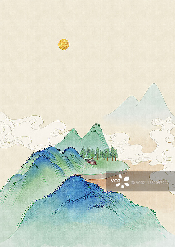 山水盼人归图片素材