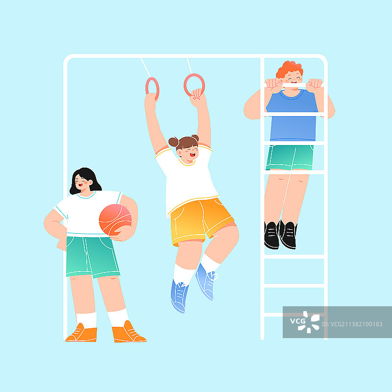 卡通六一儿童教育夏季吃西瓜暑假暑期夏令营亲子陪伴家人家庭居家娱乐运动休闲电商促销自然风景渐变矢量插画图片素材