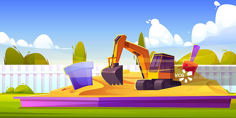 游乐场上的儿童沙箱与玩具图片素材