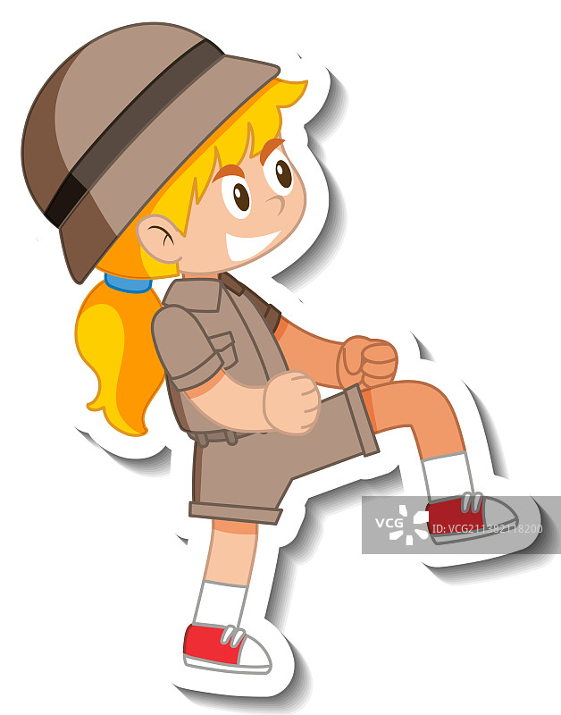 女童子军卡通人物贴纸图片素材