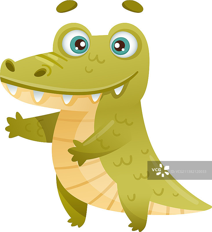 可爱的短吻鳄宝宝动物卡通图片素材