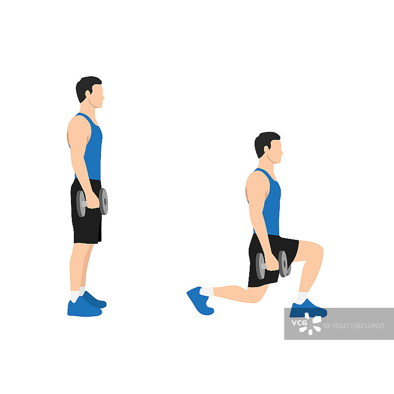男人做哑铃行走弓步练习图片素材