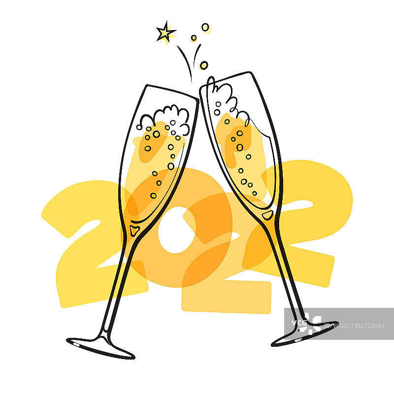 两杯闪 sparkling 香槟 2022 欢快图片素材