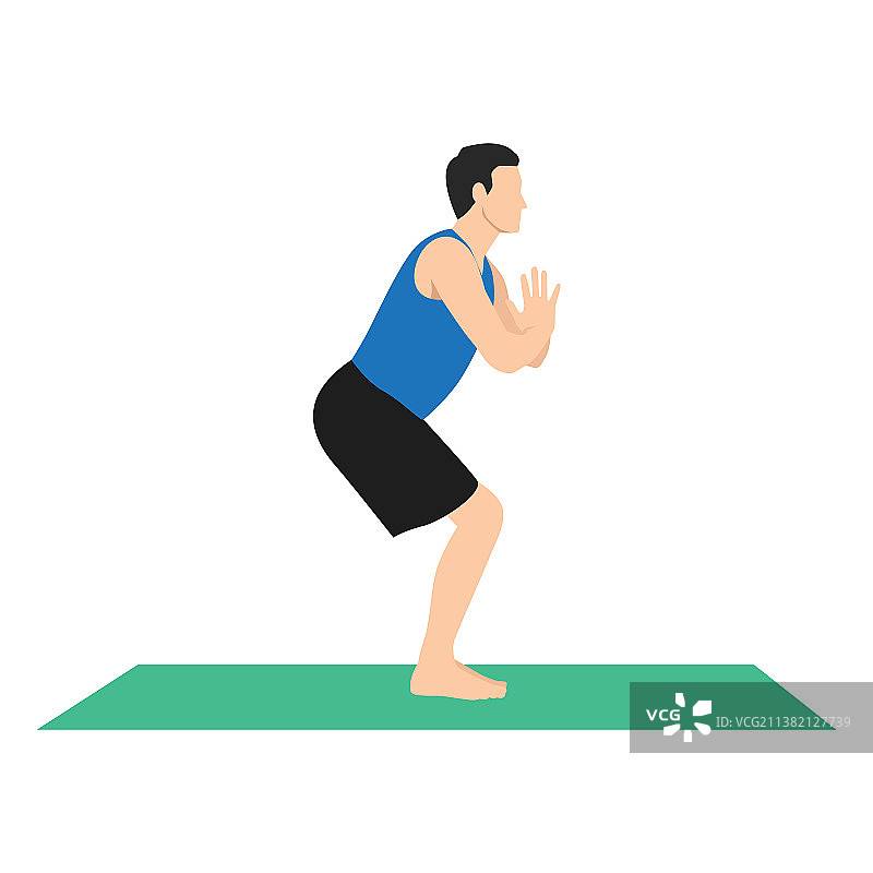 男人做Utkatasana或椅子式瑜伽图片素材