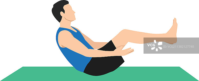 男人做 navasana 或船式瑜伽图片素材