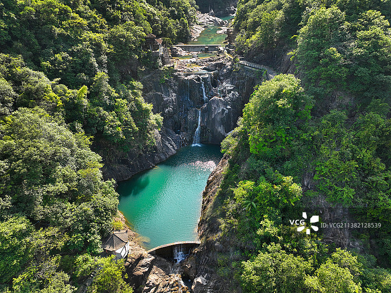 广东省惠州市龙门县永汉镇南昆山国家森林公园三寨谷度假村航拍图片素材