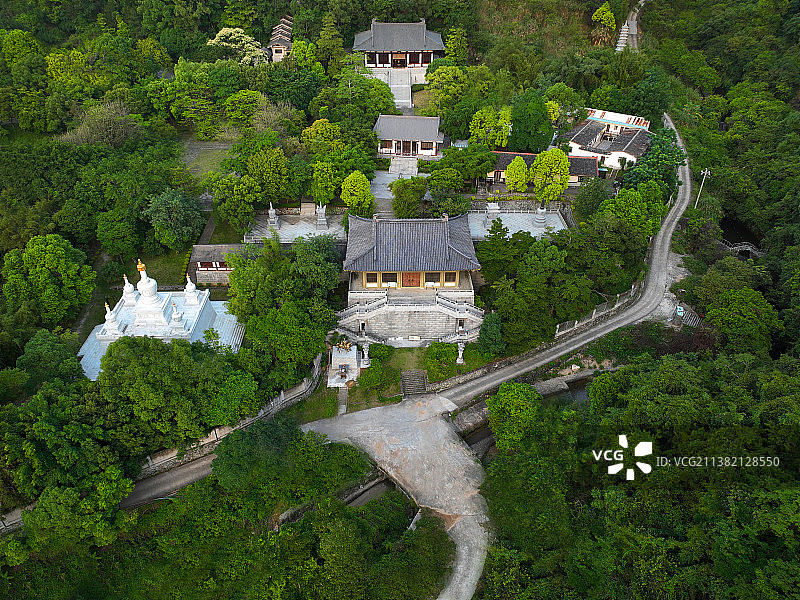 广东省惠州市博罗县象头山平安山元音古寺航拍图片素材