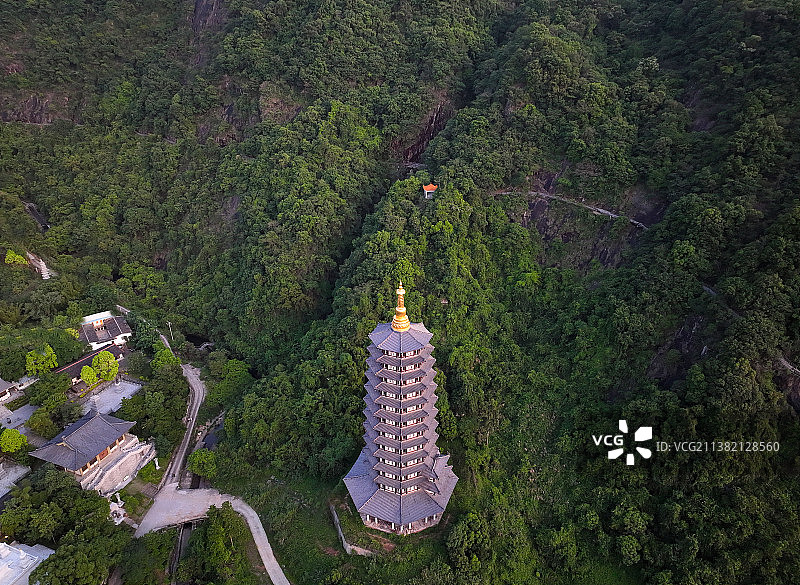广东省惠州市博罗县象头山平安山元音古寺航拍图片素材