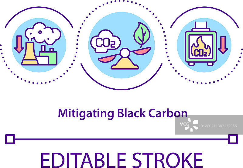 减少黑碳概念图标图片素材