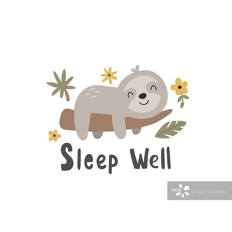 儿童可爱树懒字母图片素材