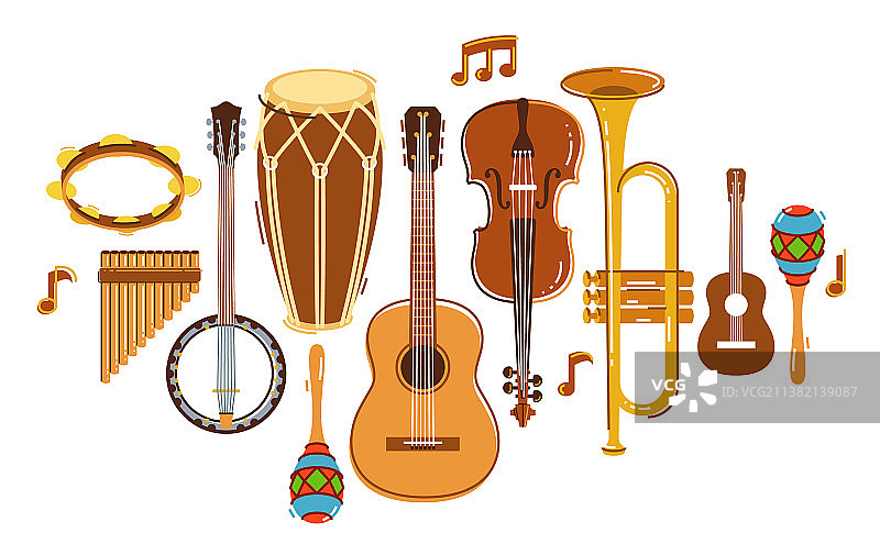 拉丁萨尔萨音乐乐队（扁平风格）图片素材