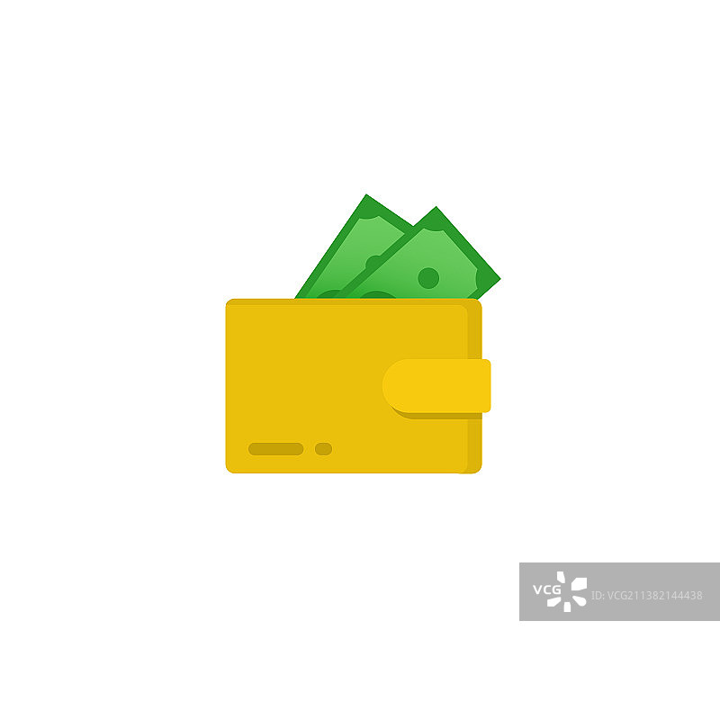 带美元钞票的金色钱包剪贴画图片素材