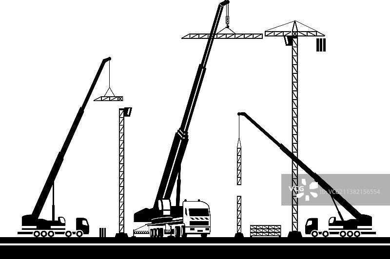 建筑工地上的起重机图片素材
