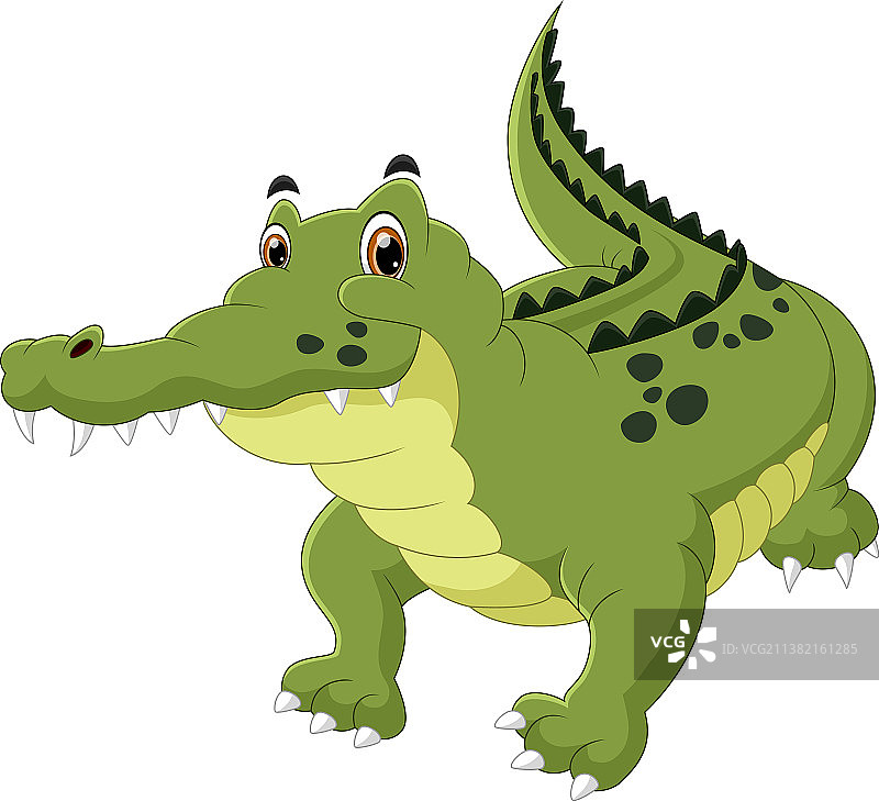 白色背景上的可爱卡通鳄鱼图片素材