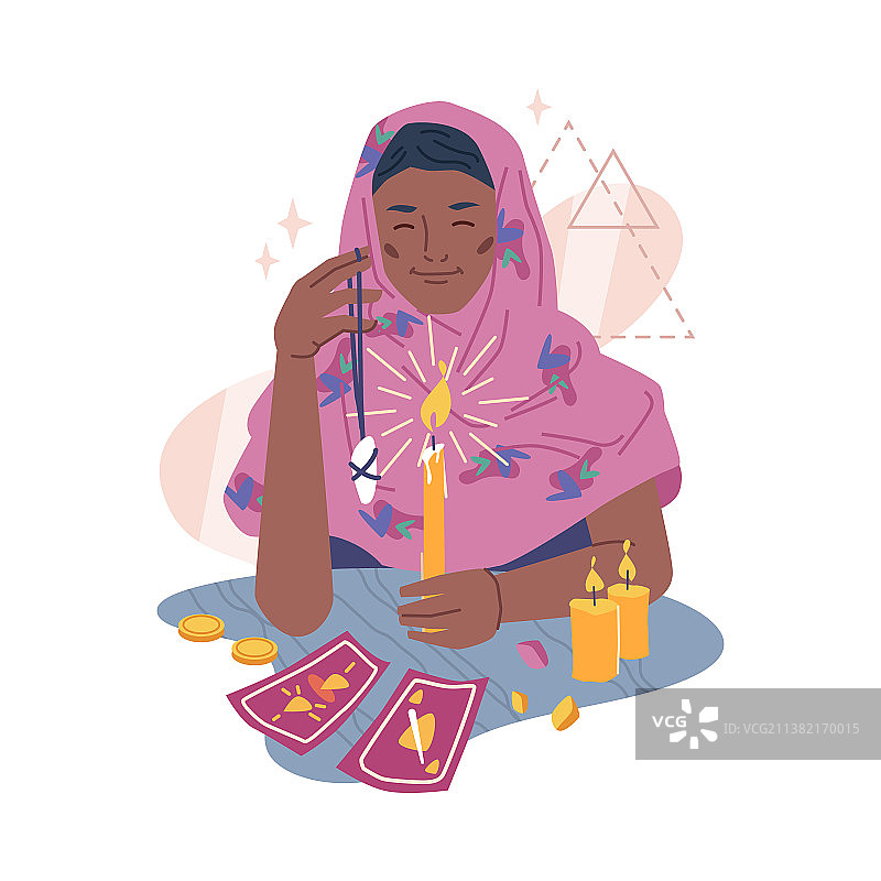 吉普赛女人用塔罗牌占卜图片素材