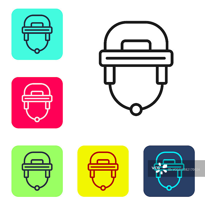 白色背景上的黑色冰球头盔图标图片素材