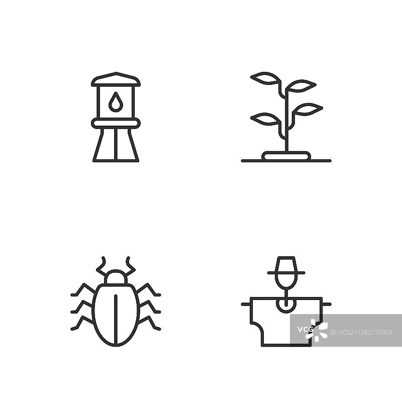 稻草人、科罗拉多甲虫和水塔图案图片素材