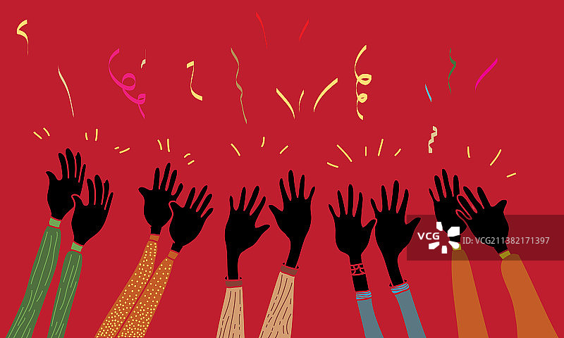 手绘鼓掌欢呼图片素材