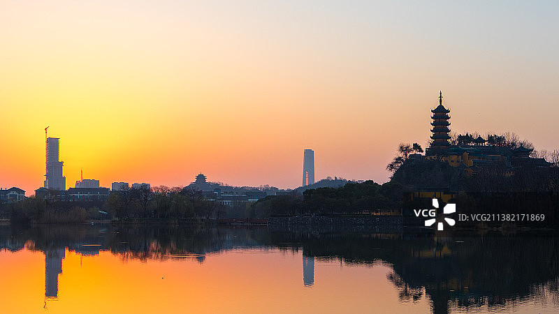 镇江金山日出图片素材