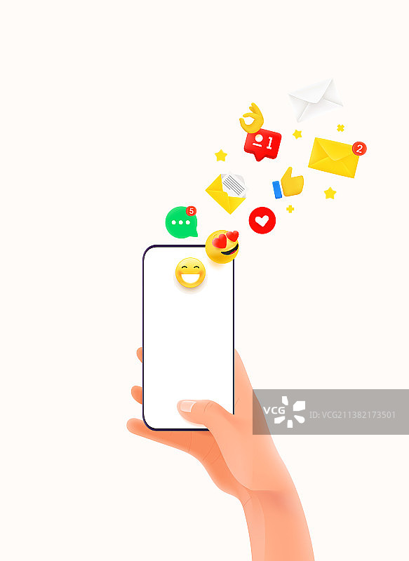 带有通知的现代竖版手机图片素材