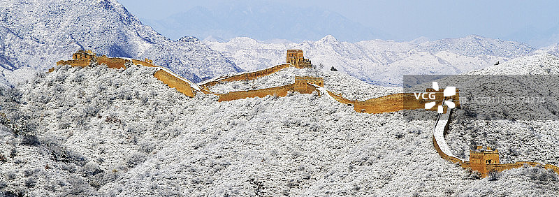 古北口五里坨长城冬雪图片素材