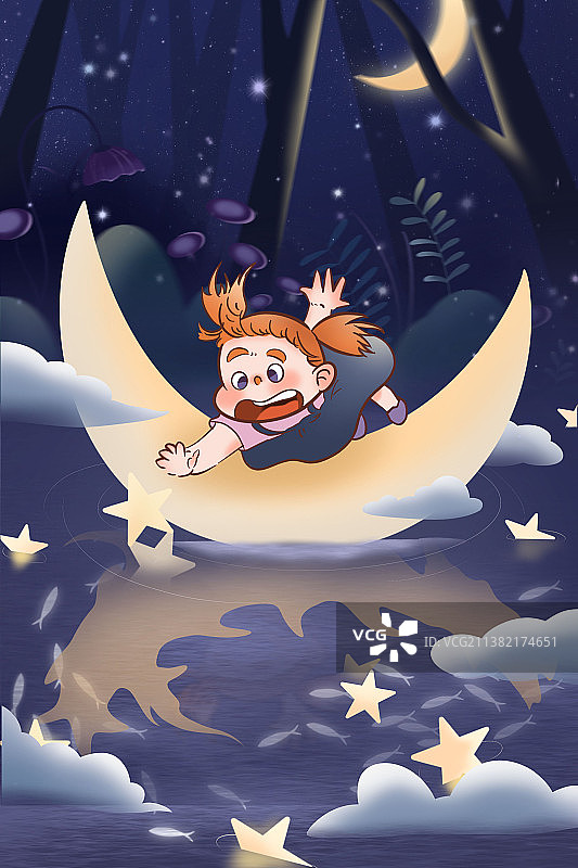 追星星的小女孩图片素材