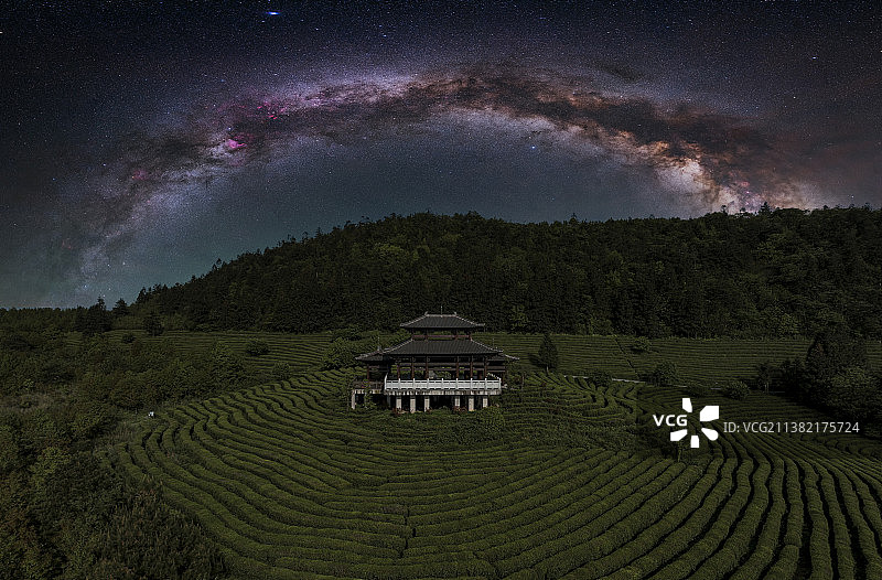 茶园茶海星空银河图片素材