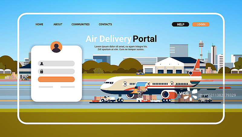 航空运输门户网站着陆页模板图片素材