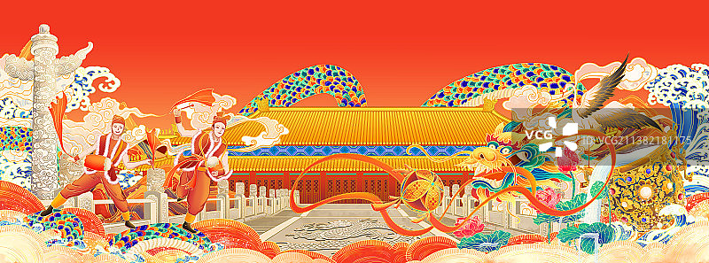 国风节日国庆节背景插画图片素材