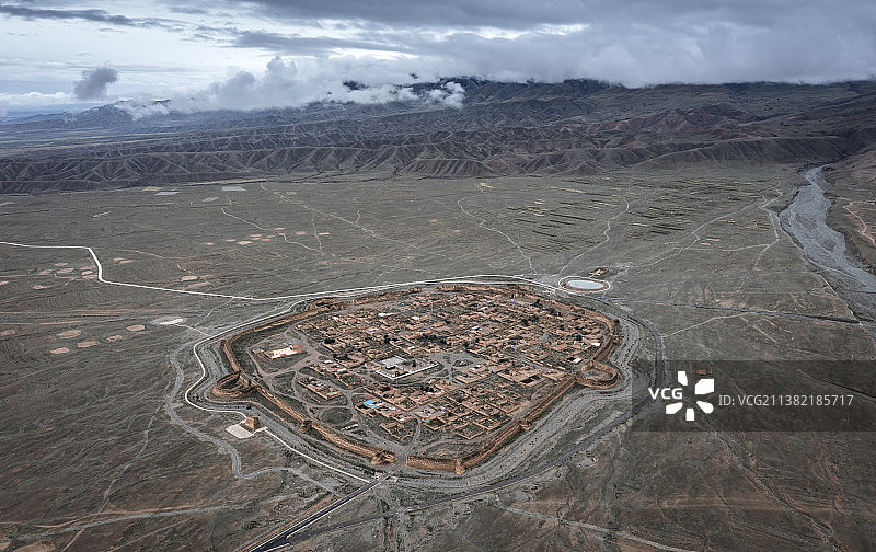 航拍古城，航拍视角的永泰古城，又称永泰龟城图片素材