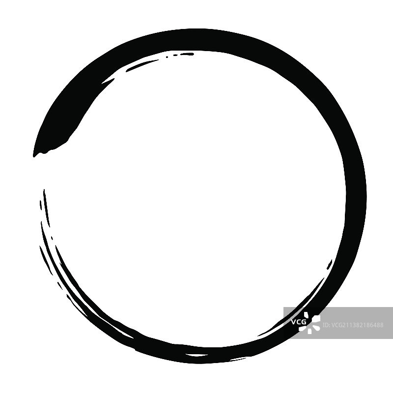 禅宗圆形黑色Enso笔刷艺术图标设计图片素材