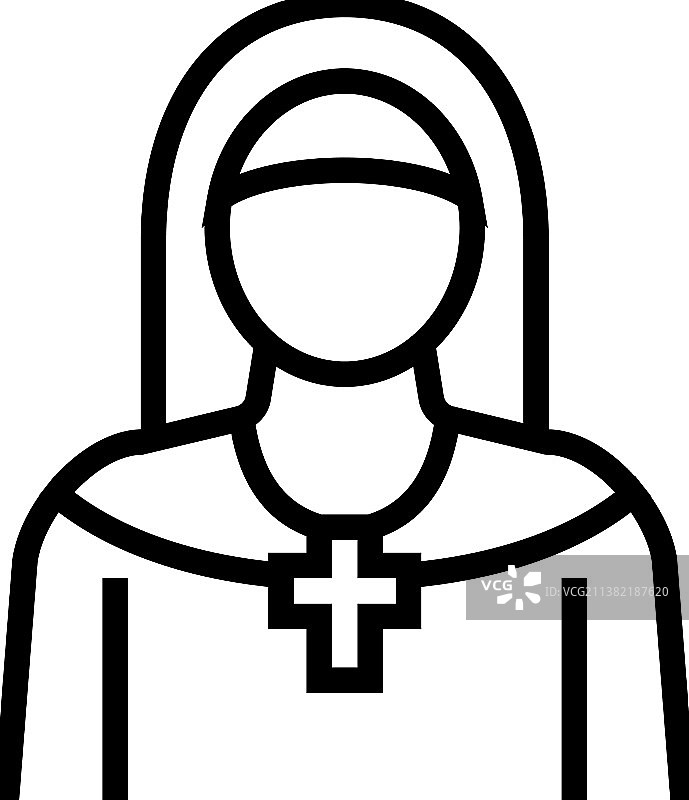 基督教修女线条图标图片素材